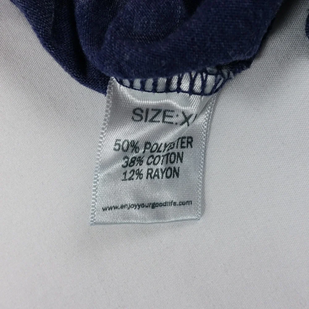 Goodlife T-Shirt Men's XL V-Neck Curved Hem Short Sleeve Cotton Poly Blue‎ USA